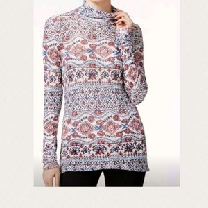 SOLD New Lucky Brand Blue Print Turtleneck top